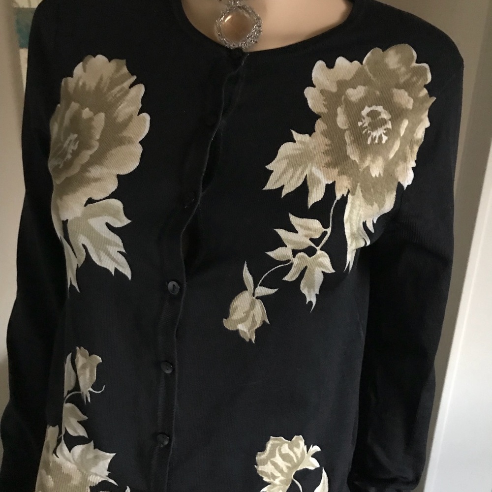 Black Silk Floral Lightweight Cardigan